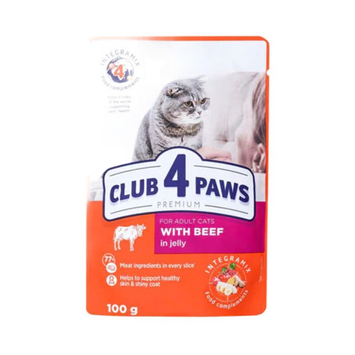 Club 4 Paws Premium Pouch Jöle İçinde Dana Etli Yetişkin Kedi Konservesi 100 Gr