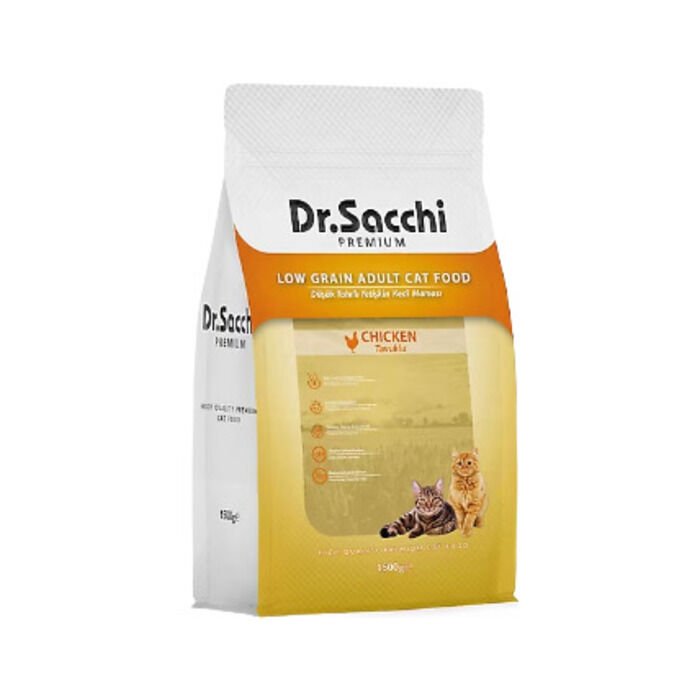 Dr. Sacchi Az Tahıllı Tavuklu Yetişkin Kedi Maması 1,5 Kg