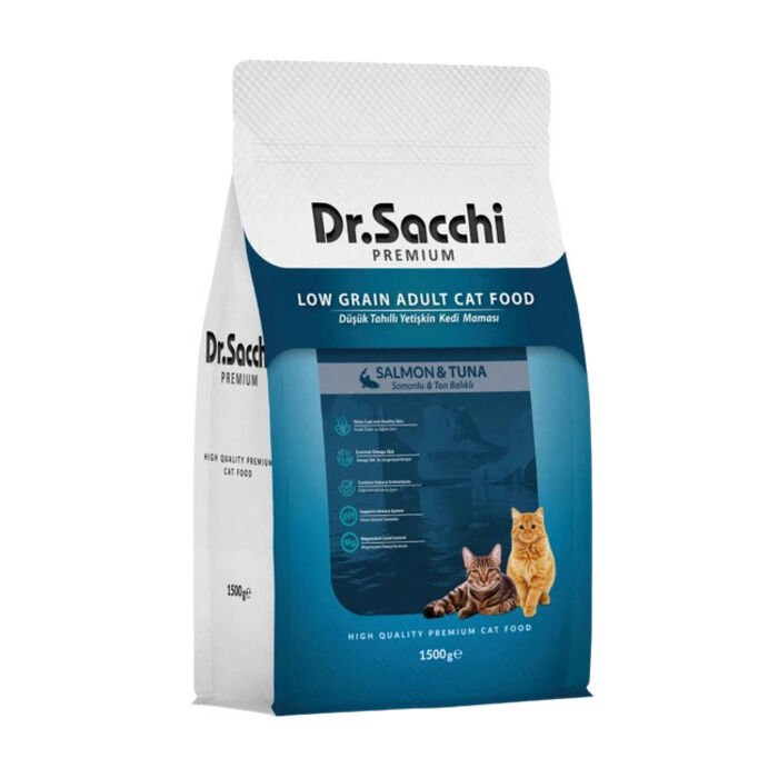 Dr. Sacchi Premium Düşük Tahıllı Somonlu Ve Ton Balıklı Kedi Maması 1.5 Kg