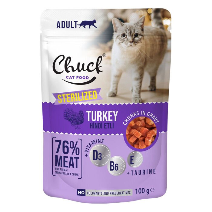 Chuck Hindi Etli Kısır Kedi Yaş Mama 100 Gr