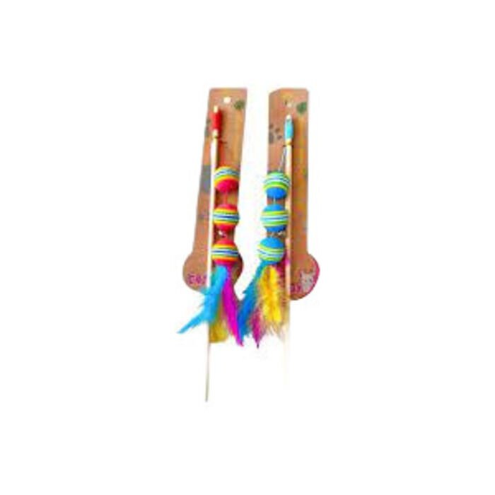 Cat Toys 3 Toplu Ahşap Saplı Kedi Oyuncağı Olta