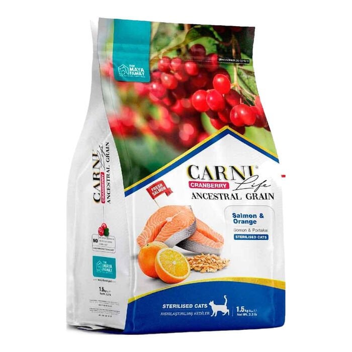 Carni Life Kısır Kedi Maması Somon Portakal Kızılcık 10 Kg