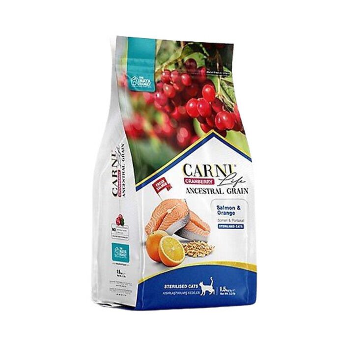 Carni Life Kızılcık Somonlu ve Portakallı Kısırlaştırılmış Kedi Maması 1.5 Kg