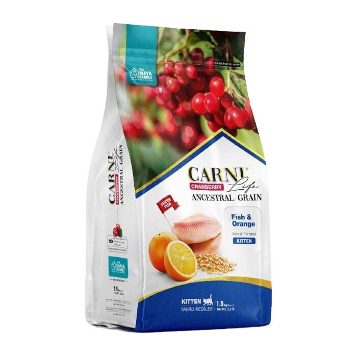 Carni Life Kızılcık Balıklı Ve Portakallı Yavru Kedi Maması 1.5 Kg