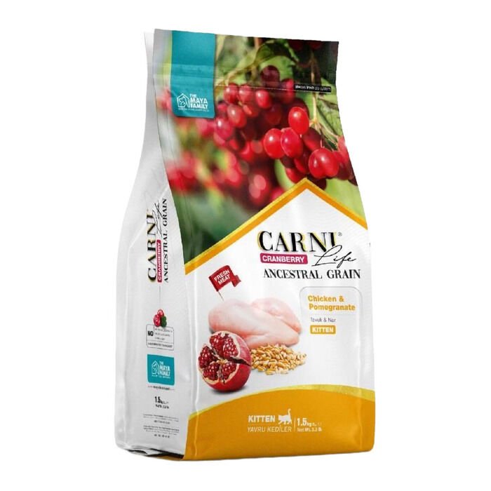 Carni Life Kızılcık Tavuklu Ve Narlı Yavru Kedi Maması 1.5 Kg