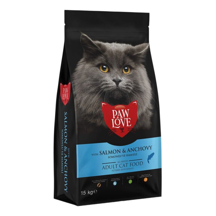 Paw Love Somonlu Ve Hamsili Yetişkin Kedi Maması Açık