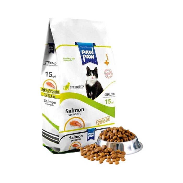 Paw Paw Paw Paw Somonlu Kısırlaştırılmış Kedi Maması Açık