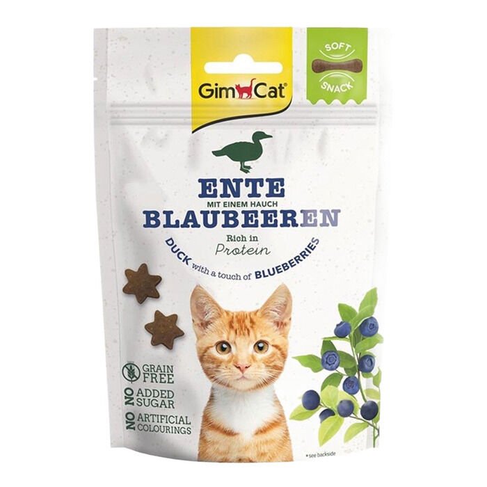 Gimcat GimCat Ördekli ve Yaban Mersinli Tahılsız Şekersiz Yumuşak Kedi Ödül Maması 60gr