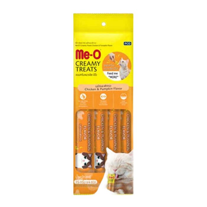 Me-O Creamy Treats Tavuk Etli ve Kabaklı Ek Besin ve Kedi Ödülü 4x15gr