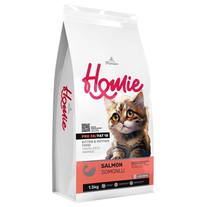 Homie Süper Premium Kitten & Mother Salmon Low Grain 1,5 Kg