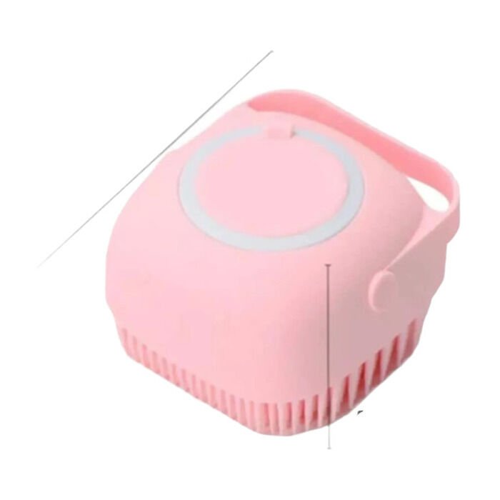 Digerui Hazneli Silikon Banyo Şampuan Fırçası Pembe 8,8 cm