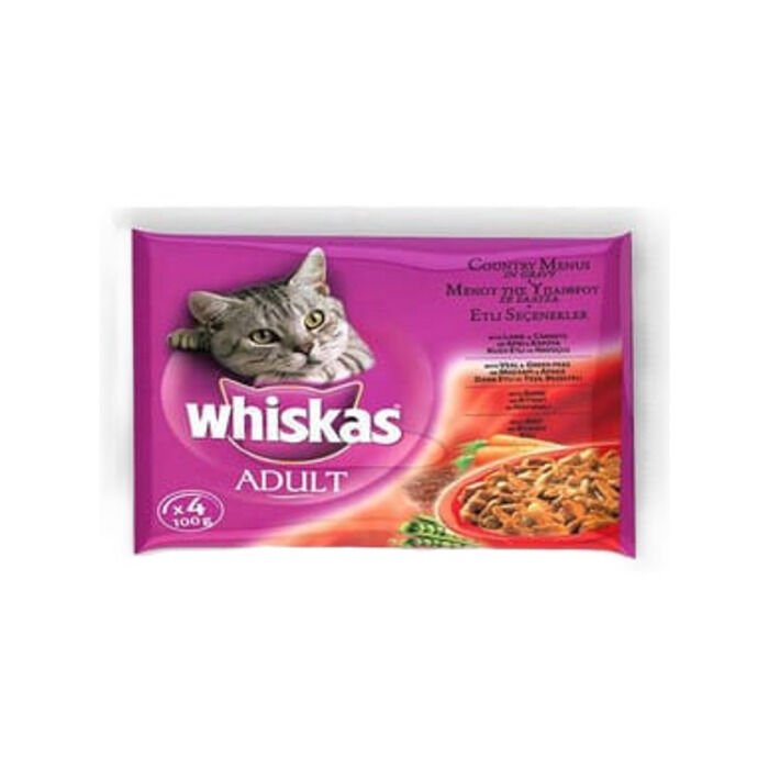 Whiskas Etli Seçenekleri Yetişkin Kedi Konservesi Pouch 100 gr 4'lü Paket