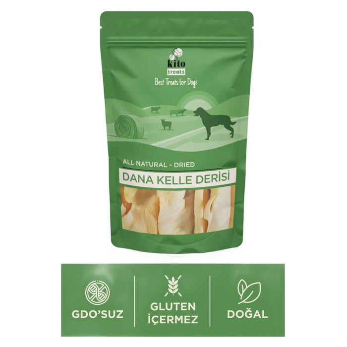 Kito Fresh Kurutulmuş Dana Kelle Derisi Çiğnemelik Köpek Ödül Maması Glutensiz 100 Gr