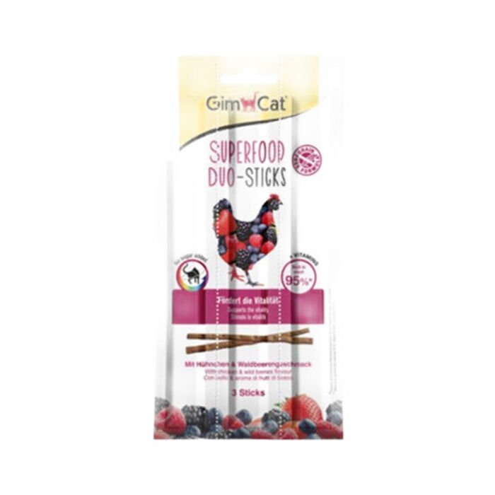 Gimcat Tavuklu ve Yaban Mersinli Tahılsız Kedi Ödül Çubuğu 3 x 5 gr