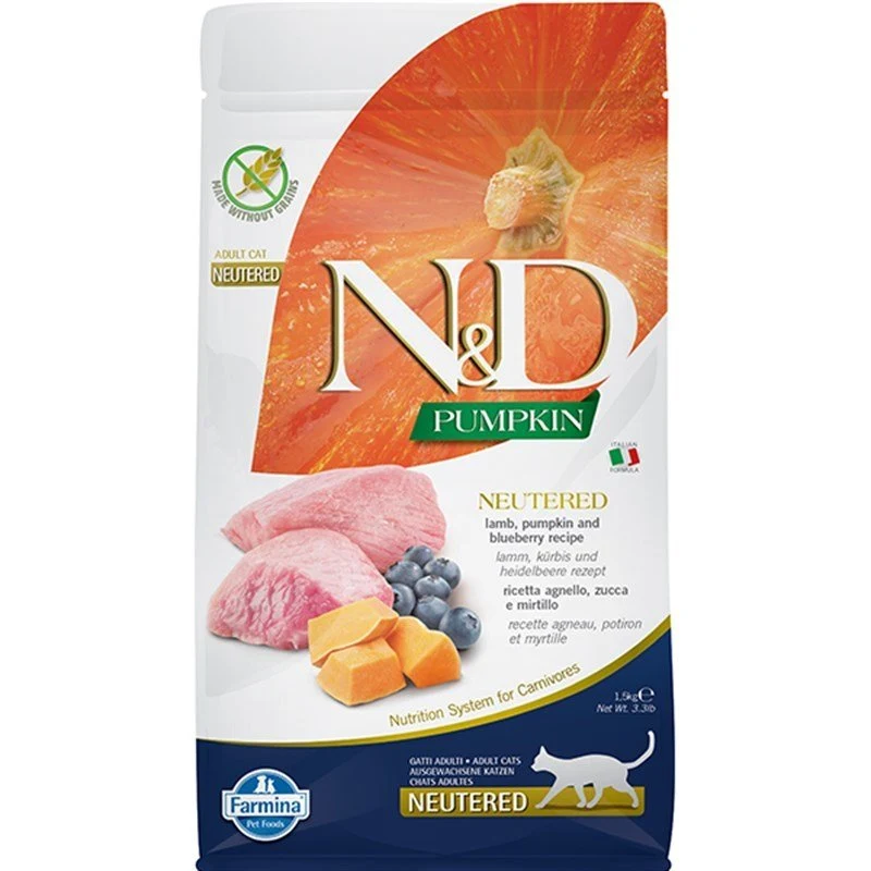N&D Pumpkin Kuzu ve Yabanmersinli Kısırlaştırılmış Kedi Maması 1,5 kg